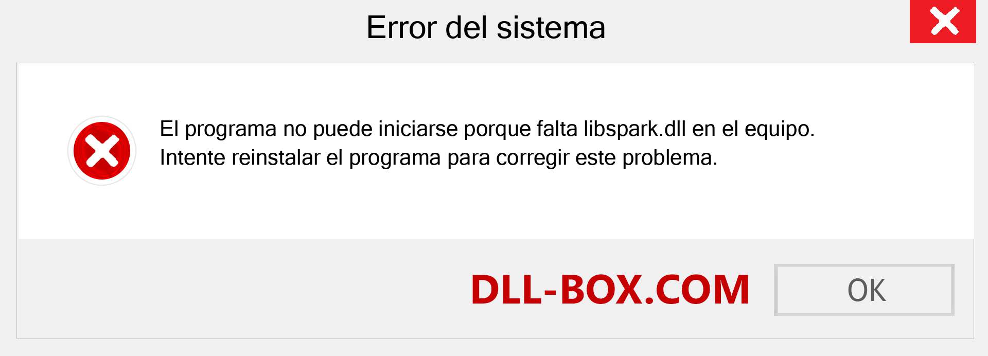 ¿Falta el archivo libspark.dll ?. Descargar para Windows 7, 8, 10 - Corregir libspark dll Missing Error en Windows, fotos, imágenes